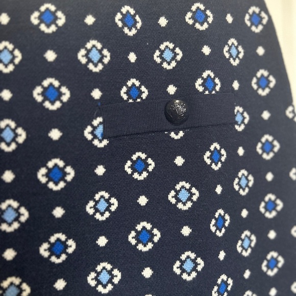 Navy Blue Patterned Women's Skirt - Picture 4 of 4